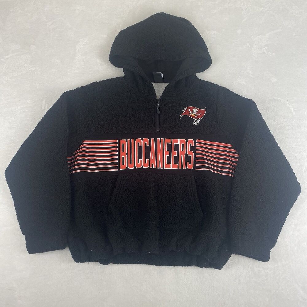 NFL Tampa Bay Buccaneers Sweater Womens Large Black Hoodie Logo Sweatshirt